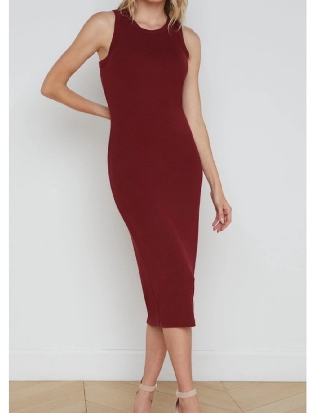 L’Agence Nura  Midi Tank Dress - Burgundy, sz Sm NWT